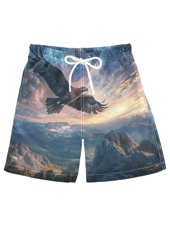Kids Boys Swim Trunks Eagle Beach Board Shorts Drawstring Swimsuit Kid Teen XL
