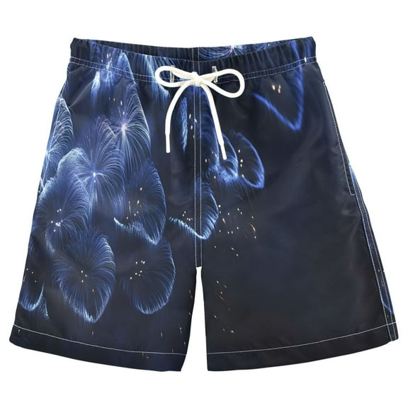 joogoo Kids Boys Swim Trunks Fireworks Blooming Beach Board Shorts Drawstring Swimsuit Kid Teen L