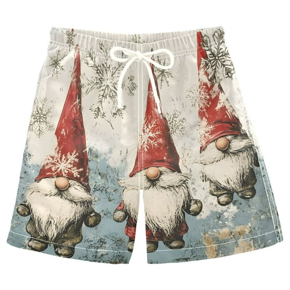 joogoo Kids Boys Swim Trunks Gnomes and Snowflakes Christmas Beach Board Shorts Drawstring Swimsuit Kid Teen L