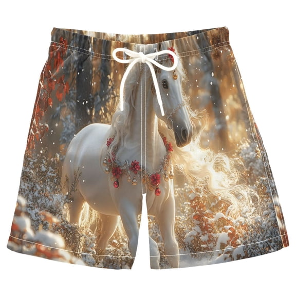 joogoo Kids Boys Swim Trunks Horse Forest Beach Board Shorts Drawstring Swimsuit Kid Teen L