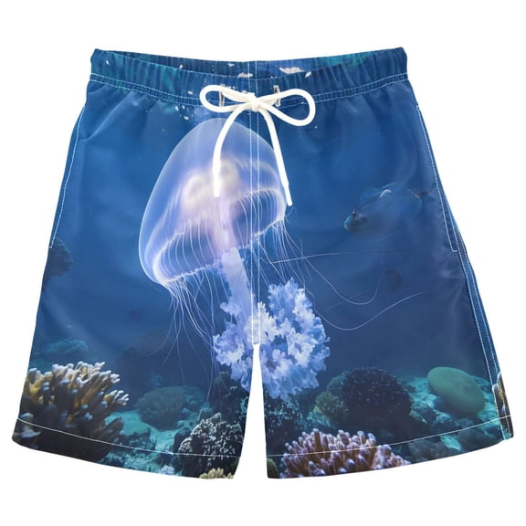 joogoo Kids Boys Swim Trunks Jellyfish in Sea Beach Board Shorts Drawstring Swimsuit Kid Teen M
