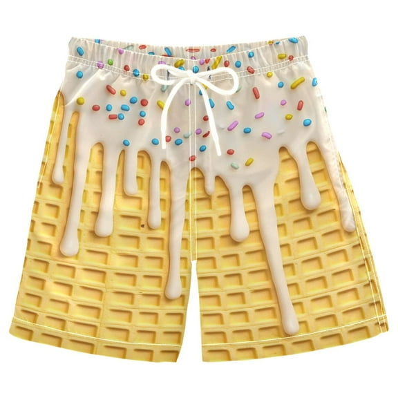 joogoo Kids Boys Swim Trunks Lemon Ice Cream Beach Board Shorts Drawstring Swimsuit Kid Teen M