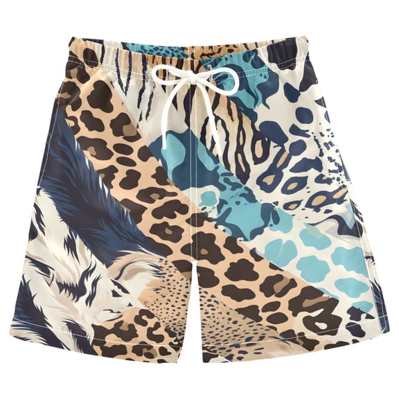 joogoo Kids Boys Swim Trunks Leopard Print Beach Board Shorts Drawstring Swimsuit Kid Teen XL
