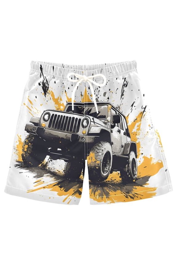 Kids Boys Swim Trunks Monster Truck Beach Board Shorts Drawstring Swimsuit Kid Teen XL