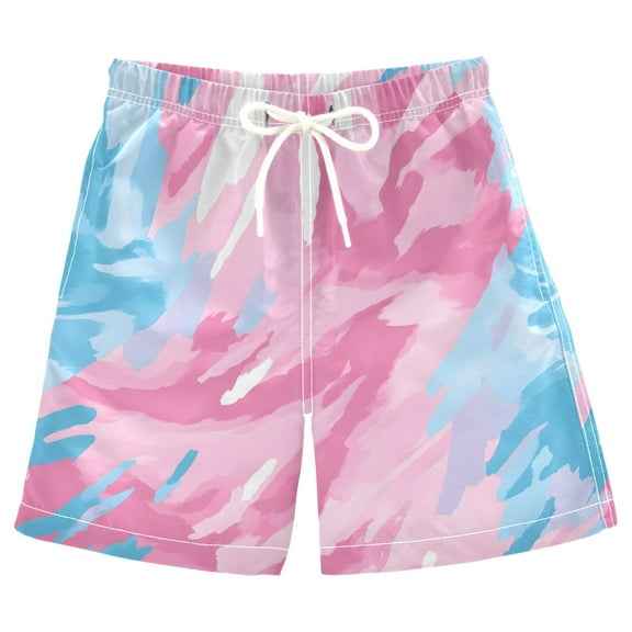 joogoo Kids Boys Swim Trunks Pink and Blue Tie Dye Beach Board Shorts Drawstring Swimsuit Kid Teen XL
