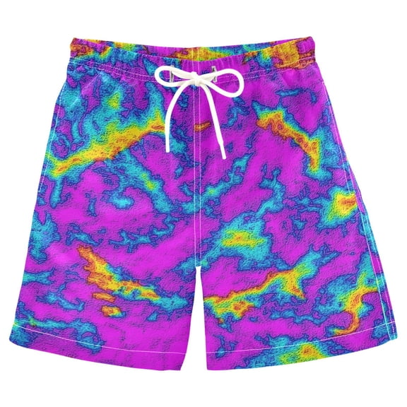 joogoo Kids Boys Swim Trunks Purple Tie Dye Beach Board Shorts Drawstring Swimsuit Kid Teen XL
