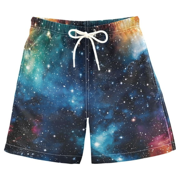 joogoo Kids Boys Swim Trunks Starry Sky Nignt Beach Board Shorts Drawstring Swimsuit Kid Teen M