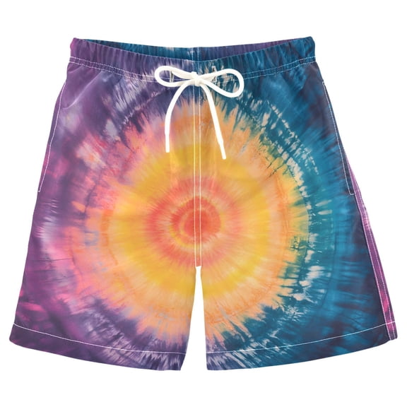 joogoo Kids Boys Swim Trunks Swirl Orange Tie Dye Beach Board Shorts Drawstring Swimsuit Kid Teen XL