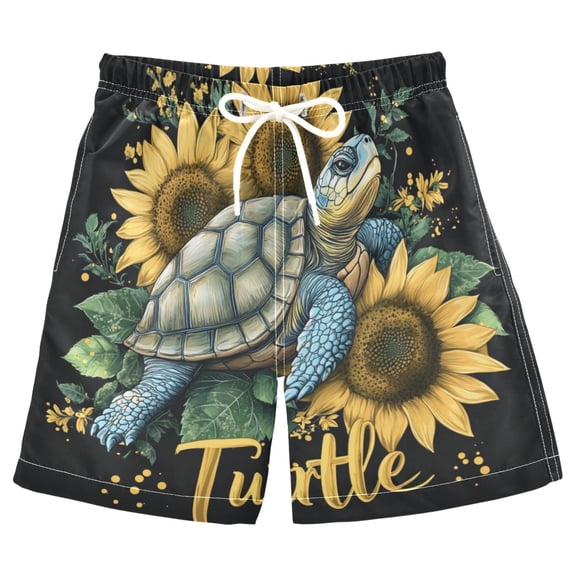 joogoo Kids Boys Swim Trunks Turtles Sunflowers Beach Board Shorts Drawstring Swimsuit Kid Teen L