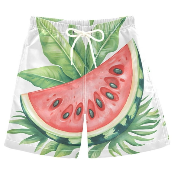 joogoo Kids Boys Swim Trunks Watermelon Leaves Beach Board Shorts Drawstring Swimsuit Kid Teen M
