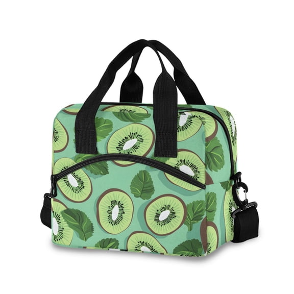 joogoo Kiwifruit and Leaves Insulated Lunch Bags Reusable Cooler Box with Shoulder Strap