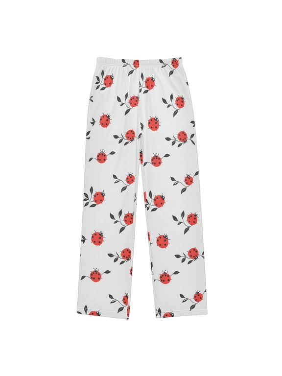 Ladybugs Leaves Kids Pajama Pants Pj Bottoms Boy Girls Sleepwear Lounge M