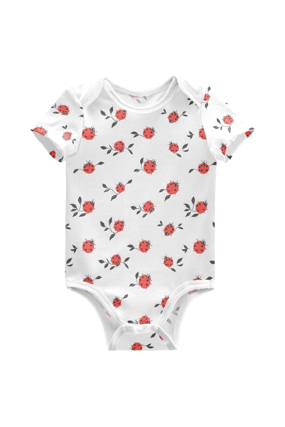 Ladybugs Leaves Pattern Baby Bodysuits Short Sleeve Cotton Onesies Clothes 24Months
