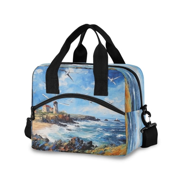 joogoo Landscape Paint Insulated Lunch Bags Reusable Cooler Box with Shoulder Strap