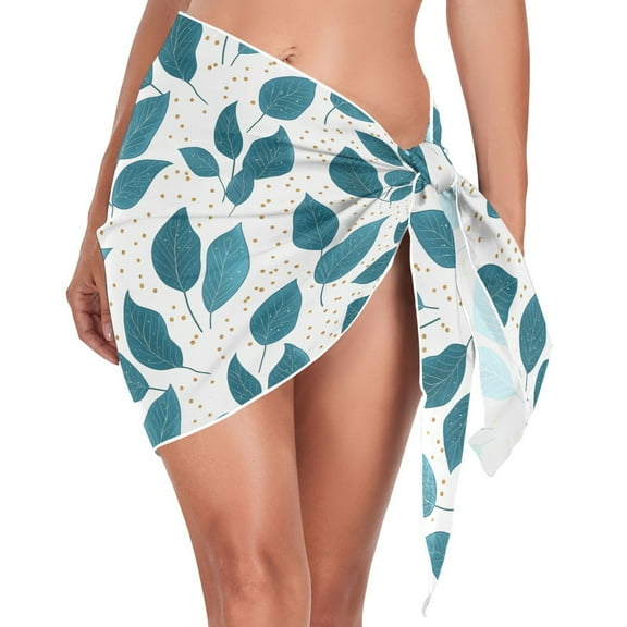joogoo Leaves Polka Dots Women's Beach Sarong Bathing Suit Wrap Swimwear Cover Ups M