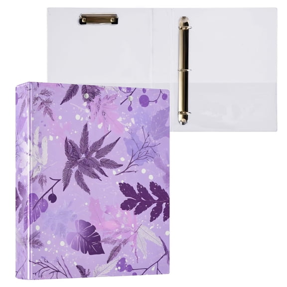 joogoo Leaves Snow Pattern Hardcover 3 Ring Binder 1.5" Round Rings Interior Pockets Binders Organizer 1 Pack