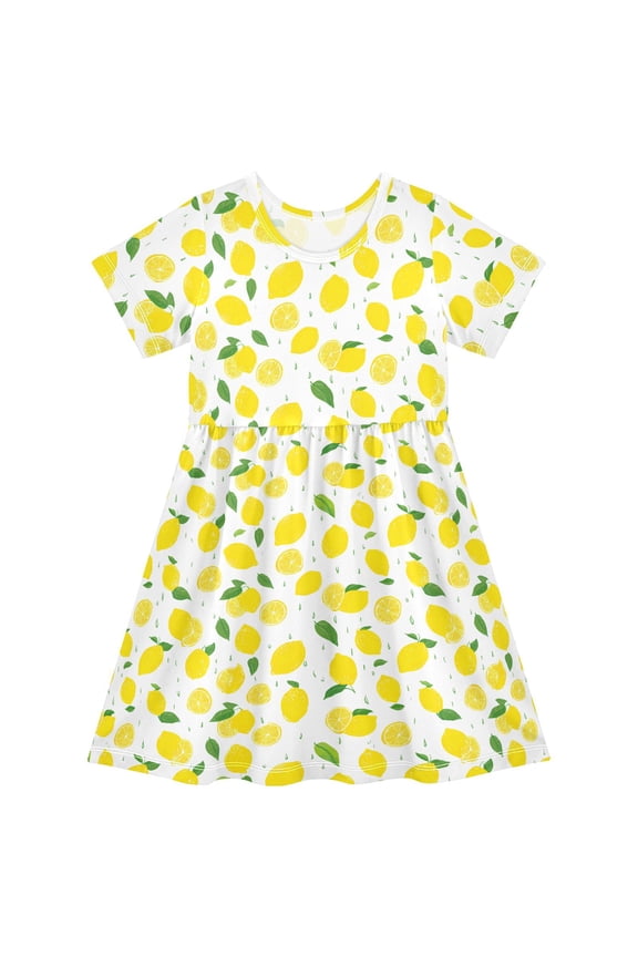Lemon Drops Girls' Short Sleeve Dress Kids Dresses 5-6T