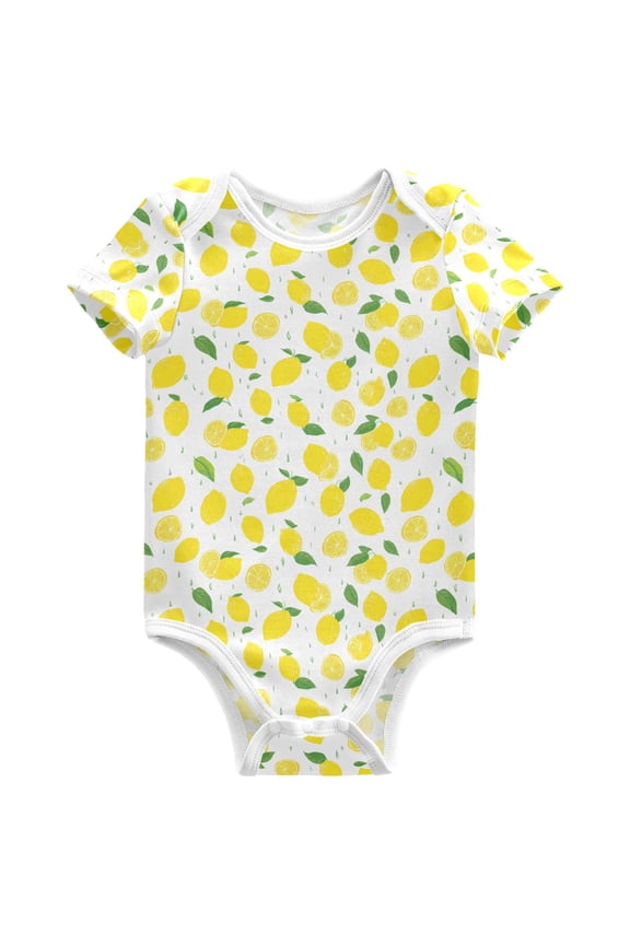 Lemon Drops Pattern Baby Bodysuits Short Sleeve Cotton Onesies Clothes 3Months