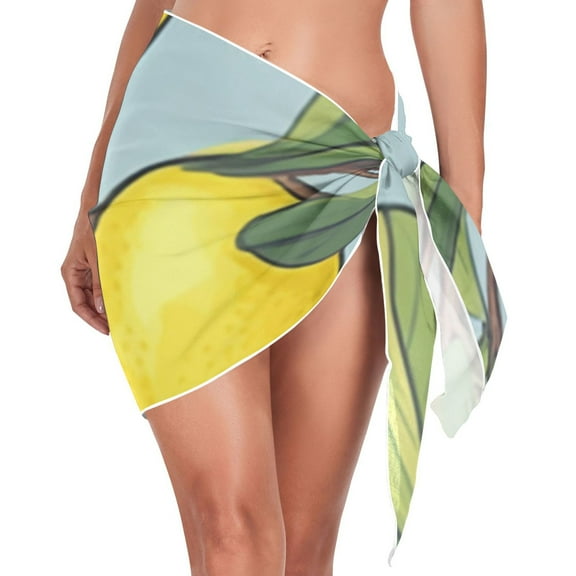 joogoo Lemon Leaves Women's Beach Sarong Bathing Suit Wrap Swimwear Cover Ups M