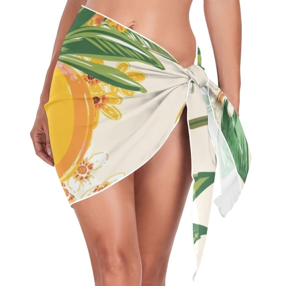 joogoo Lemon with Floral Spring Women's Beach Sarong Bathing Suit Wrap Swimwear Cover Ups M