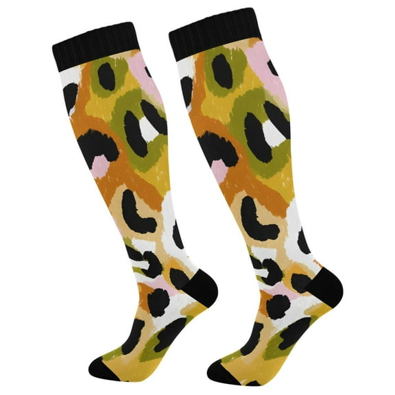 joogoo Leopard Colorful Compression Socks Women Men Knee High Sock