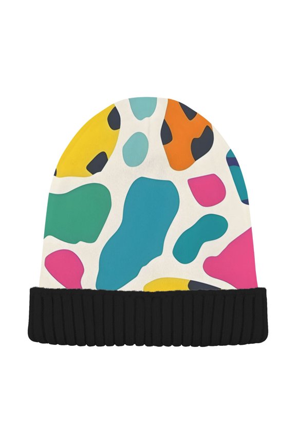 Leopard Pattern Beanie Hats Men Women Cuffed Skull Cap Winter Warm Knit Thick Beanies