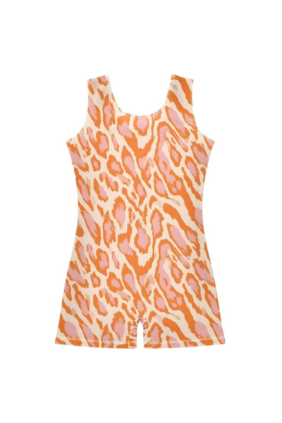 Leopard Pattern Girls Leotards Gymnastics Tumbling Outfit Biketard Unitard 5-6Years
