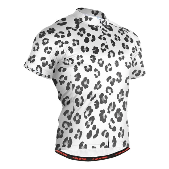 joogoo Leopard Pattern White Men's Cycling Jerseys Mountain Bike Short Sleeve Tops L