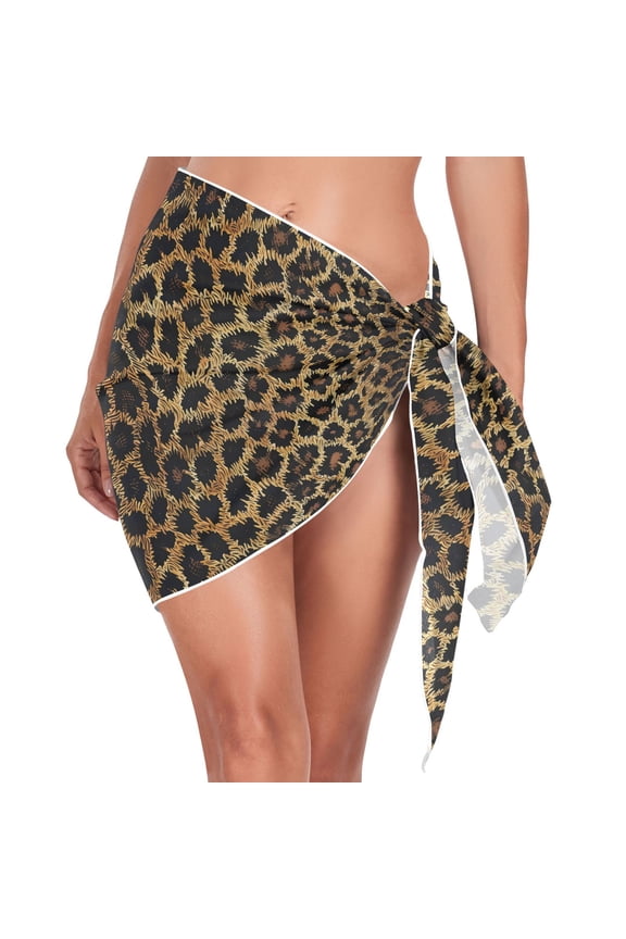 Leopard Pattern Women's Beach Sarong Bathing Suit Wrap Swimwear Cover Ups M