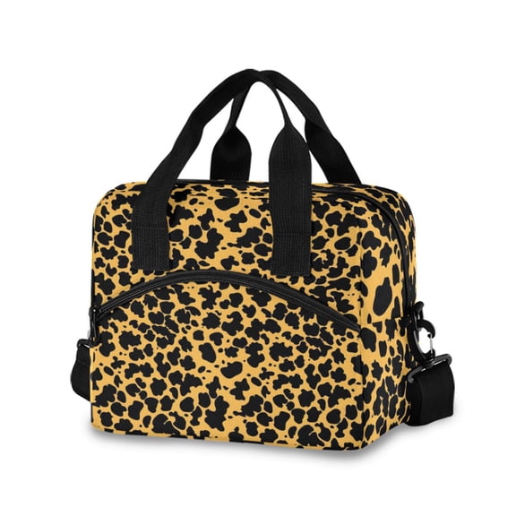 joogoo Leopard Print Insulated Lunch Bags Reusable Cooler Box with Shoulder Strap