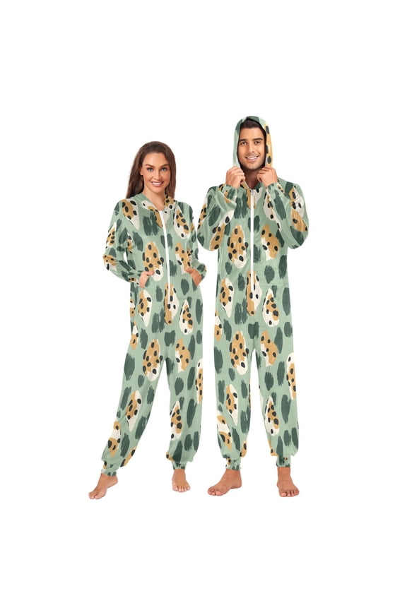 Leopard Print Unisex Adults Onesies Pajamas Jumpsuits XL