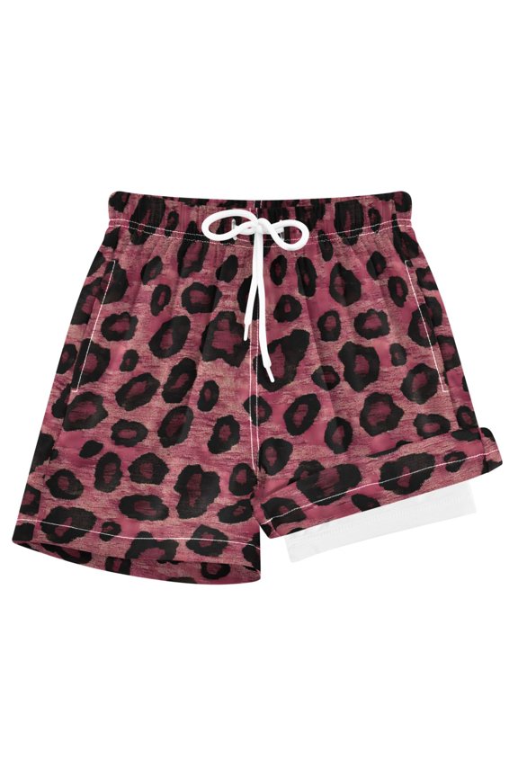 Leopard Red Boys Swim Trunks Beach Swimsuit Shorts Boxer 7Y