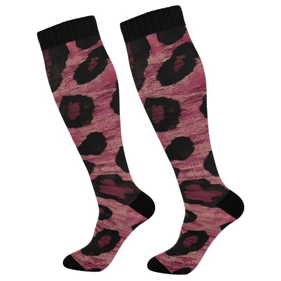 joogoo Leopard Red Long Socks Women Men Knee High Sock