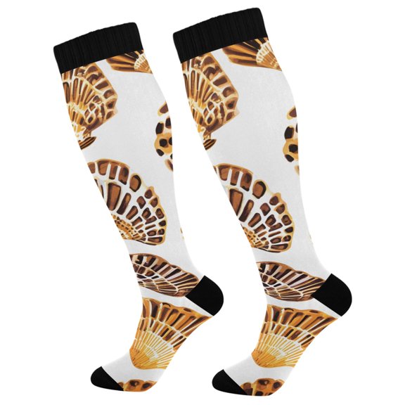 joogoo Leopard Seashells Socks Women Men Knee High Sock