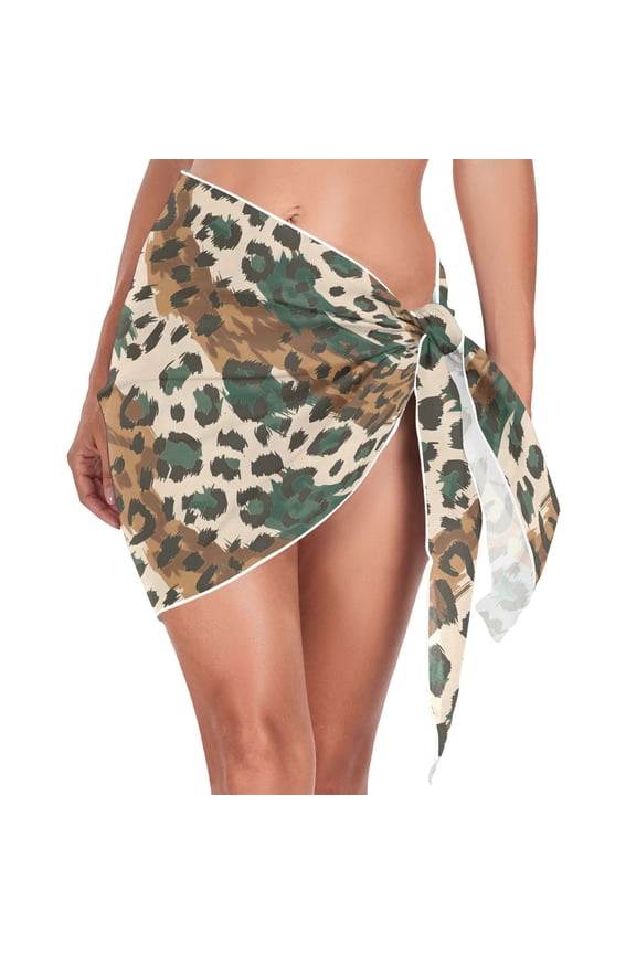 Leopard Skin Pattern Women's Beach Sarong Bathing Suit Wrap Swimwear Cover Ups S