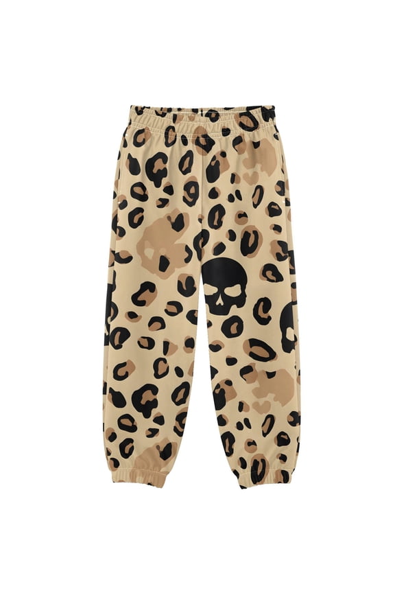 Leopard Skull Print Boys' Sweatpants Jogger Pants 9-10Y