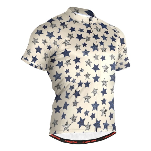 joogoo Leopard Stars Pattern Men's Cycling Jerseys Mountain Bike Short Sleeve Tops S