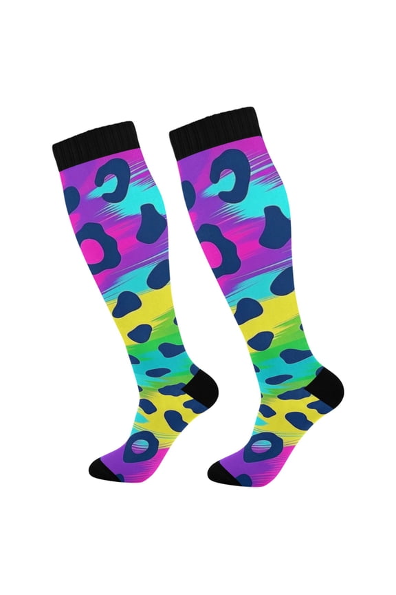 Leopard Tie Dye Socks Women Men Knee High Sock