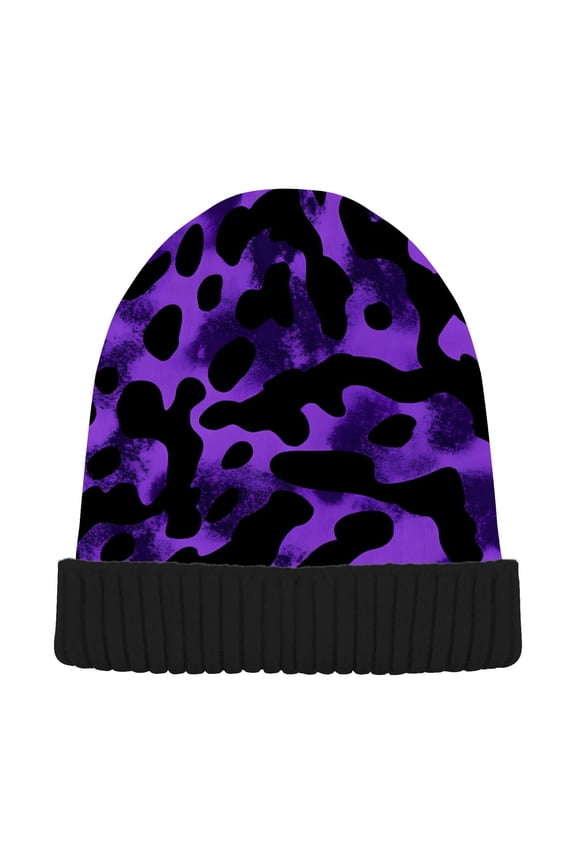 Leopard-a2 Pattern Beanie Hats Cuffed Winter Warm Knit Thick Beanies