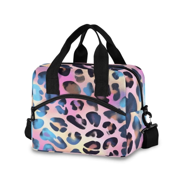 joogoo Leopard-a2 Print Insulated Lunch Bags Reusable Cooler Box with Shoulder Strap