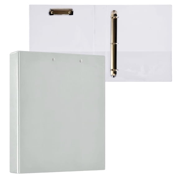 joogoo Light Grey Hardcover 3 Ring Binder 1.5" Round Rings Interior Pockets Binders Organizer 1 Pack