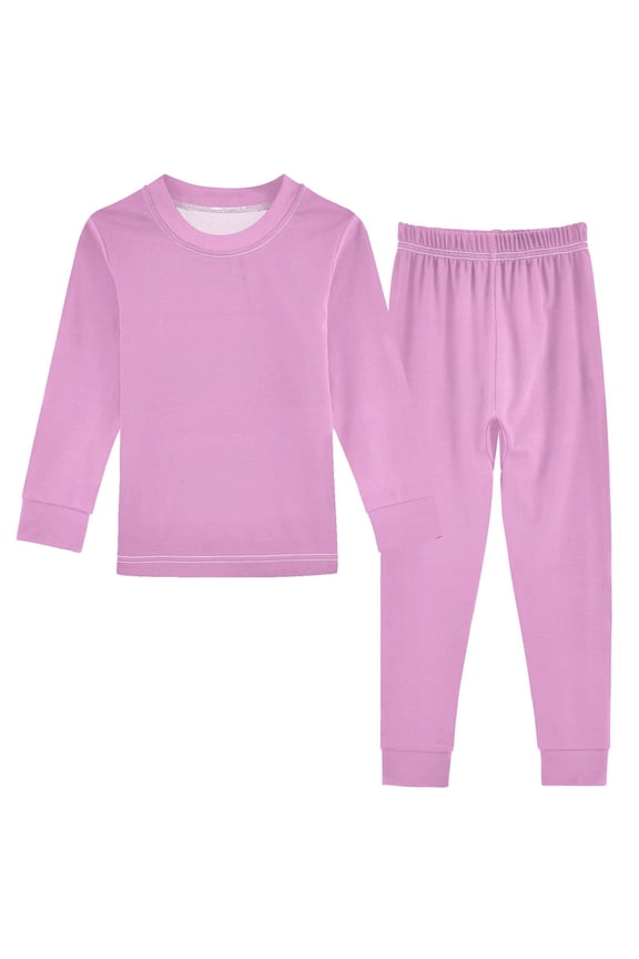 Light Pink Background 2 Piece Long Sleeve Tee and Pants Cotton Pajama Set 5Y