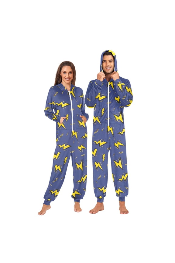 Lightning Pattern Unisex Adults Onesies Pajamas Jumpsuits M