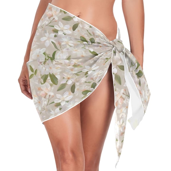 joogoo Lily Floral and Leaves Women's Beach Sarong Bathing Suit Wrap Swimwear Cover Ups S