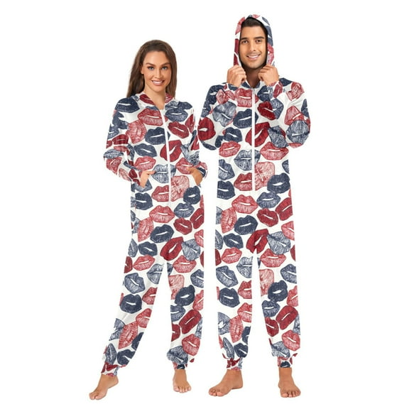 joogoo Lips Mouth Unisex Adults Onesies Pajamas Jumpsuits S