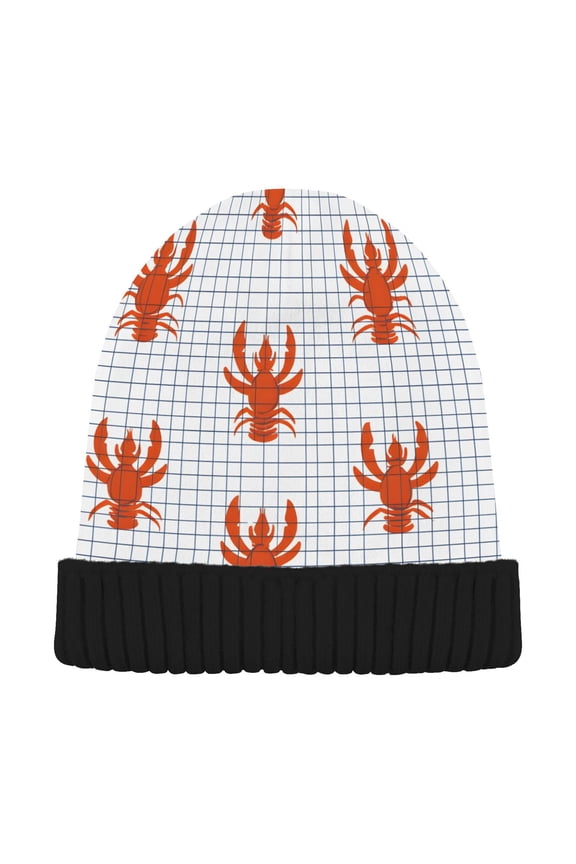 Lobsters Checkered Beanie Hats Cuffed Winter Warm Knit Thick Beanies