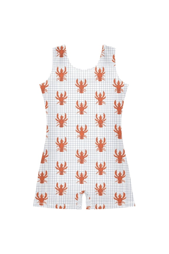 Lobsters Checkered Pattern Girls Leotards Gymnastics Tumbling Outfit Biketard Unitard 2-3Years