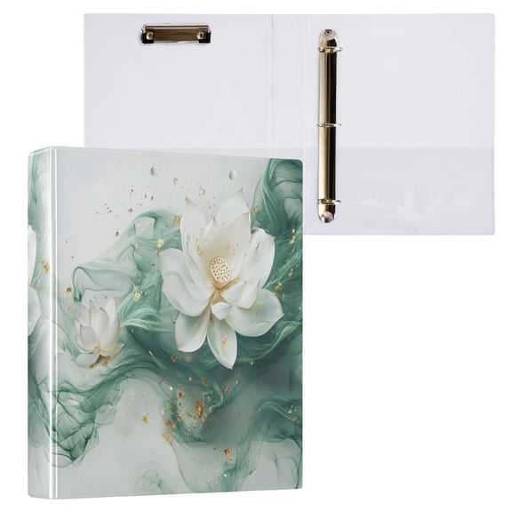 joogoo Lotus Flower on Marble Hardcover 3 Ring Binder 1.5" Round Rings Interior Pockets Binders Organizer 1 Pack