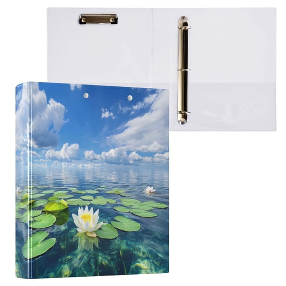 joogoo Lotus Leaves Sky Hardcover 3 Ring Binder 1.5" Round Rings Interior Pockets Binders Organizer 1 Pack