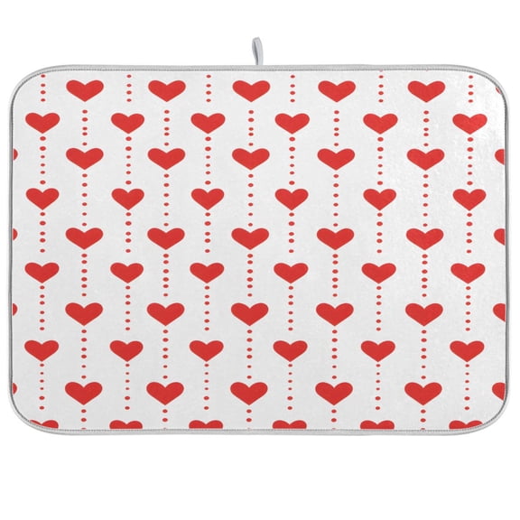 joogoo Love Heart Polka Dots Dish Drying Mat Kitchen Counter Absorbent Drying Pad 16x18 in Drainer Rack